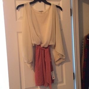 Pink/ white from red dress.